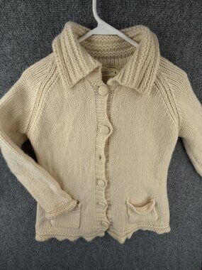 Irelands Eye Ivory Wool Cardigan Sweater Medium Women All Wool Vintage Knit